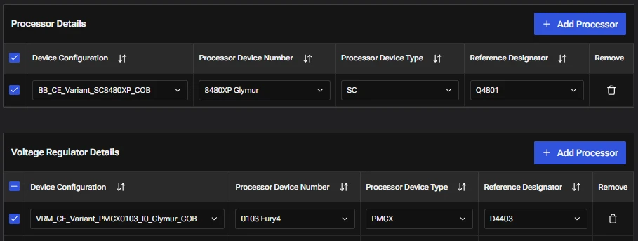 Select Processor/Vrms