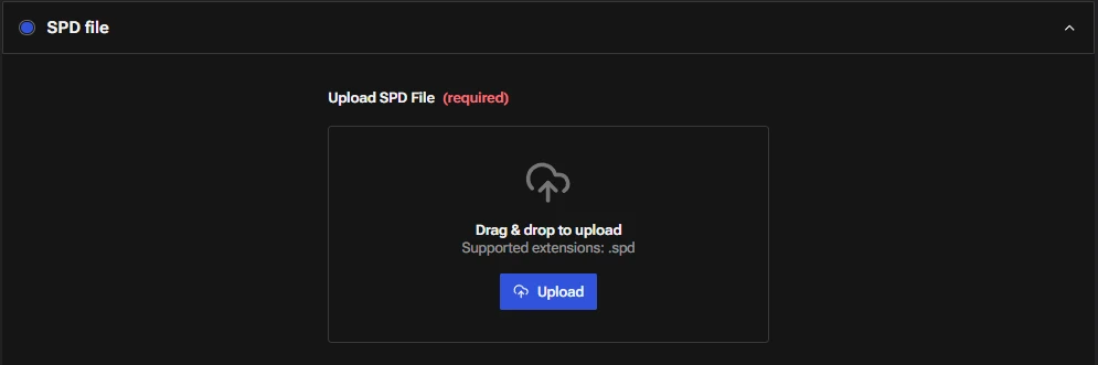 Upload SPD file